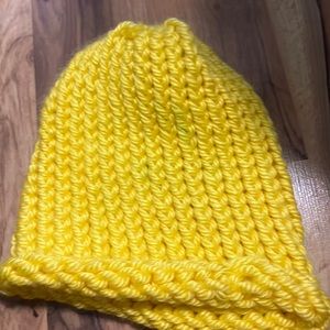 crocheted yellow beanie